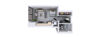 a view of the living room of our one bedroom apartment at university gardens