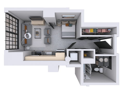 a bedroom floor plan is shown in this image
