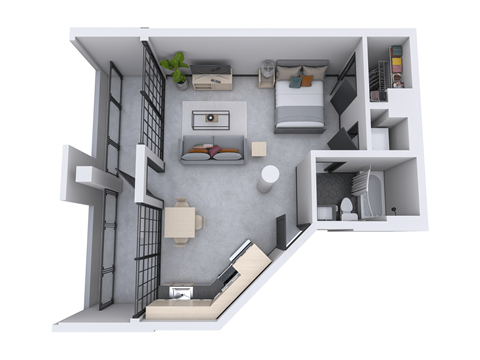 bedroom floor plan an in 3d