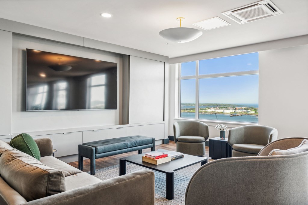 The Casco Sky Lounge TV with a view Portland Maine Apartments