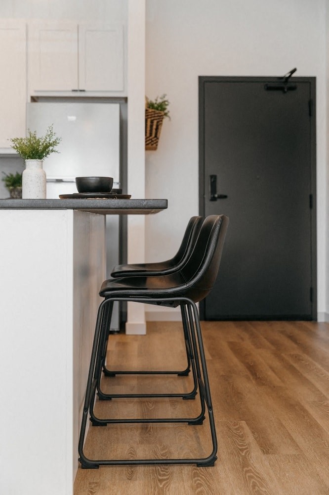 Modern spacious apartment kitchen with kitchen island