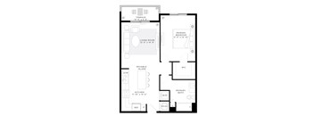 1 Bedroom 1 Bath 768 Sq.Ft. A1 Floor Plan at Mayla Pompano, Pompano Beach, FL
