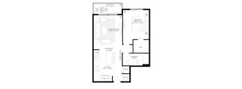 1 Bedroom 1 Bath 695 Sq.Ft. A1A Floor Plan at Mayla Pompano, Pompano Beach, FL