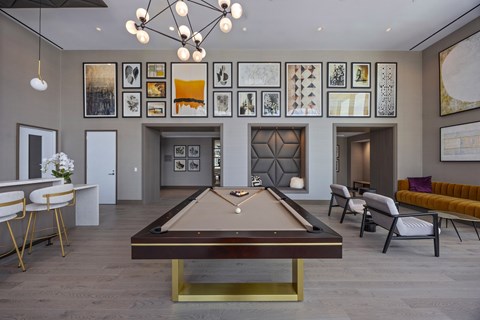 Pool table in the middle of a room at Hudson Piers, Yonkers, NY 10701