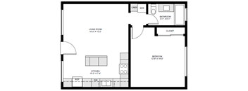 1Bed 1Bath Floor Plan at Eastside Haven at 17th Apartments, California, 92627