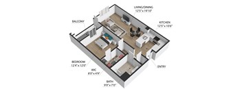 1 Bedroom Floor Plan at The Reserve La Mirada, California