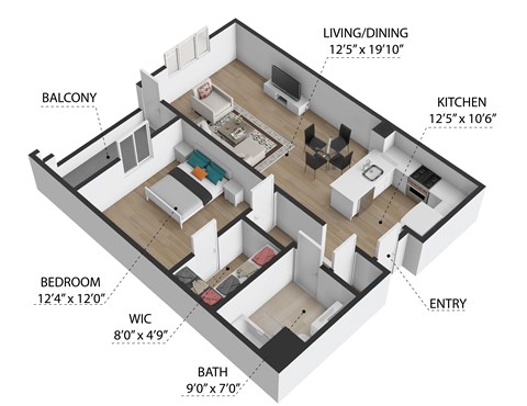 1 Bedroom Floor Plan at The Reserve La Mirada, California