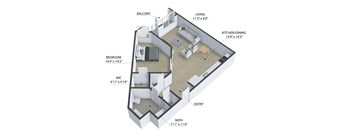 1 Bed 1 Bath Floor Plan at The Reserve La Mirada, California, 90638