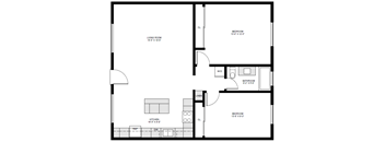 2Bed 1Bath Floor Plan at Eastside Haven at 17th Apartments, Costa Mesa, CA, 92627
