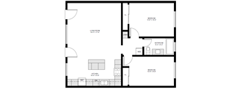 2Bed 1Bath A Floor Plan at Eastside Haven at 17th Apartments, Costa Mesa, CA