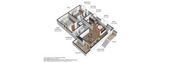 3d floor plan of a 2100 sq ft home