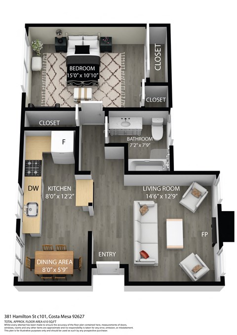 the allegheny floor plan  503 sq ft