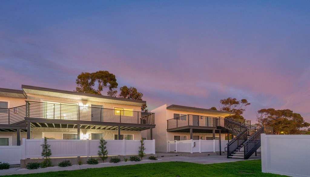 a view of the back of the house at sunset at Seaview Terrace Apartment Homes, California
