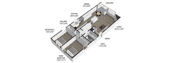 2 Bed 1 Bath Floor Plan at Ocean Edge @ Laguna Beach, Laguna Beach, CA