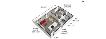 1B Floor Plan at Ocean Edge @ Laguna Beach, Laguna Beach, CA