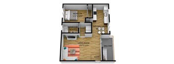 bedroom floor plan an in 1 bed 1 bath