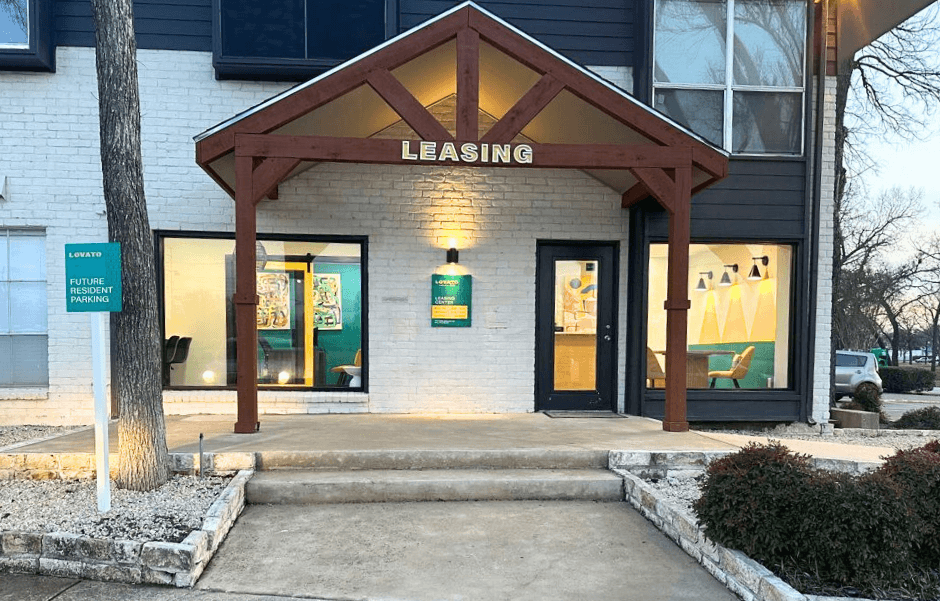 Leasing Office Exterior at Lovato, Garland, 75040