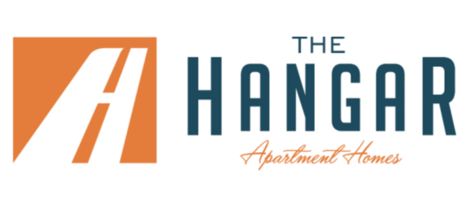 The image is a logo for "The Hangar" with a modern and artistic design.