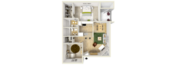 a 3d drawing of the floor plan of a bedroom