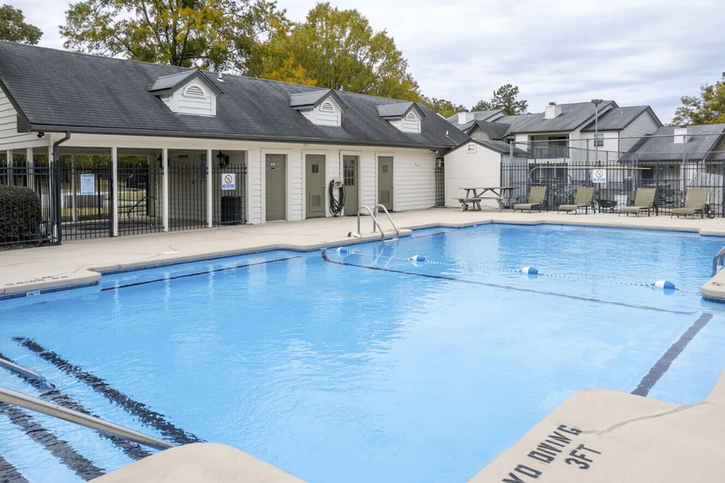 A swimming pool with the number 37 on the edge.