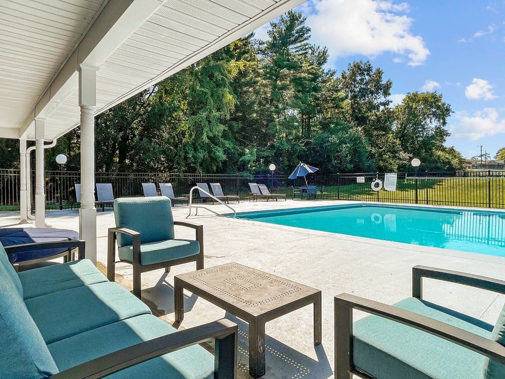 pool with poolside chairs at Rosen at North Hills, Raleigh