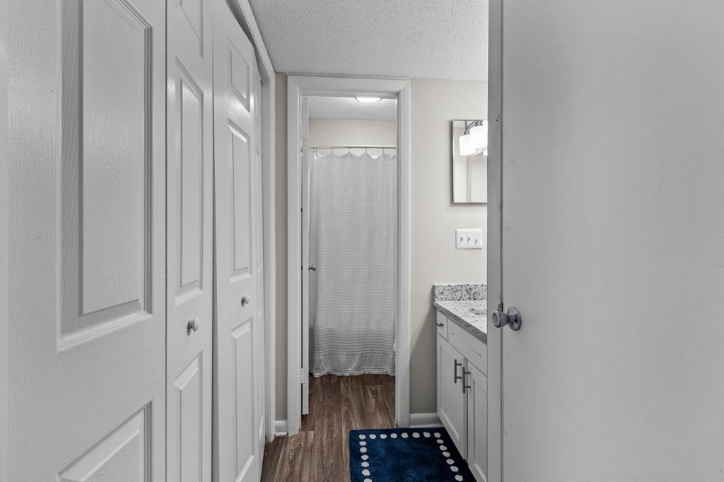 bathroom with closet at Rosen at North Hills, Raleigh, NC