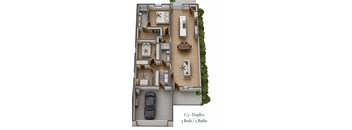 A C3 Duplex apartment with 3 bedrooms and 2 bathrooms is shown in this image.