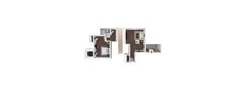 A cutaway diagram of a house showing the interior of each room.