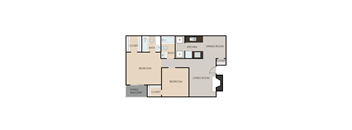 a floor plan of a studio apartment with a bedroom and a living room