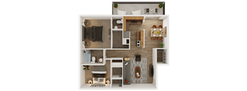 B1 1005sqft 2 bedroom apartment at Carisma, Dallas, TX