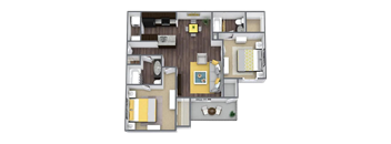 B4 Floor Plan at Cottonwood, Dallas, TX, 75240
