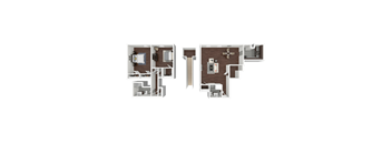 A cutaway diagram of a house showing the interior layout.