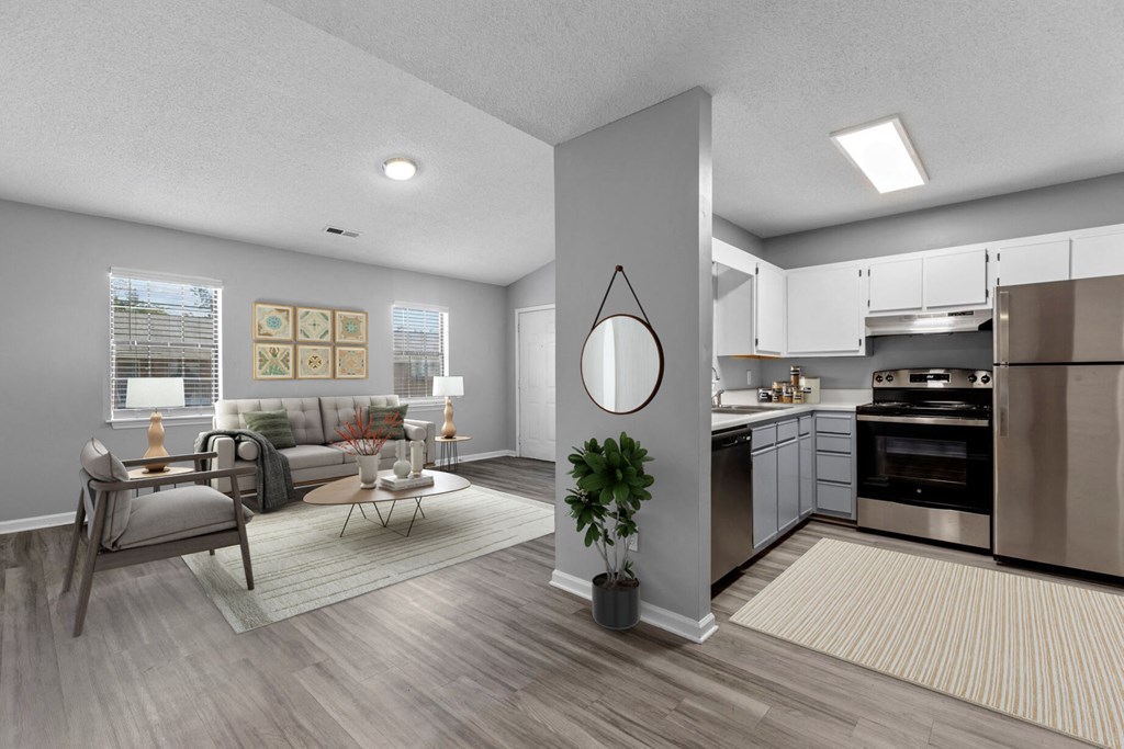 Living Room With Kitchen View at Bennett, Greenville, 27858