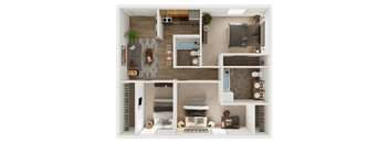 C1 1256sqft 3 bedroom apartment at Carisma, Dallas, TX, Florida