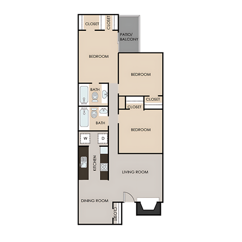 a floor plan of a studio apartment with a bedroom and a living room