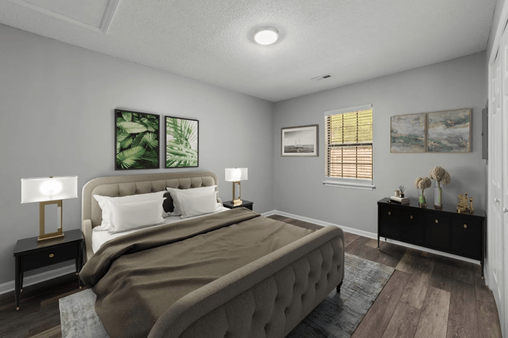 bedroom with a bed and window at Bennett, Greenville, NC, 27858