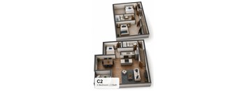 A 3 bedroom apartment with 2 bathrooms is displayed.