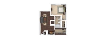 1 Bed 1 Bath Floor Plan at Oaks at Spring Valley, Richardson, 75080