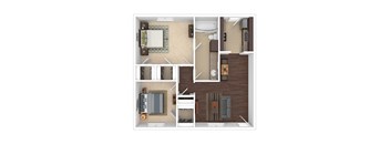 2 Bed 1 Bath Floor Plan at Oaks at Spring Valley, Richardson, TX, 75080