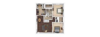 2 Bed 2 Bath Floor Plan at Oaks at Spring Valley, Texas