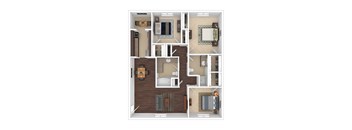 3 Bed 2 Bath Floor Plan at Oaks at Spring Valley, Richardson, TX, 75080