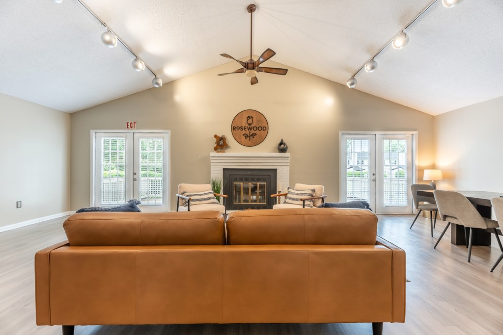 Clubhouse With Fireplace at Rosewood at Colony Square, Rocky Mount, North Carolina