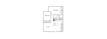 2 Bedroom Floor Plan at The Sidney, Texas