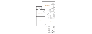 A floor plan of a home with labeled rooms such as bedroom, living room, dining room, pantry, and entry.