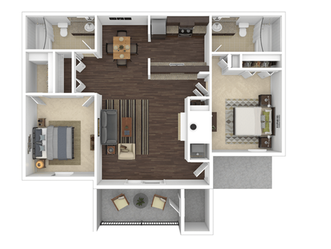 B1 Floor Plan at Rosewood at Colony Square, Rocky Mount, NC, 27804