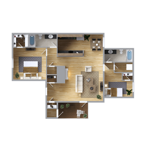 B2 Floor Plan at Rosewood at Colony Square, Rocky Mount, NC, 27804