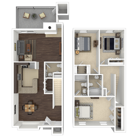 C1 Floor Plan at Rosewood at Colony Square, Rocky Mount, 27804