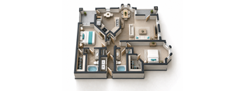 A top-down view of a house layout with labeled rooms.