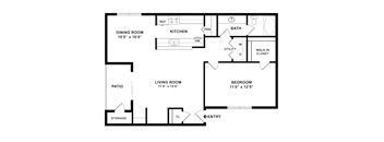 a floor plan of a house with a bedroom and a living room