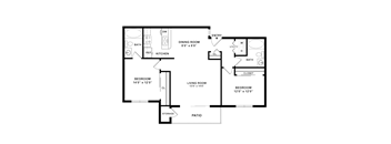 a floor plan of a house showing the bedrooms and the living room